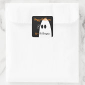 Boo Ghost Happy Halloween Quadratischer Aufkleber (Tasche)