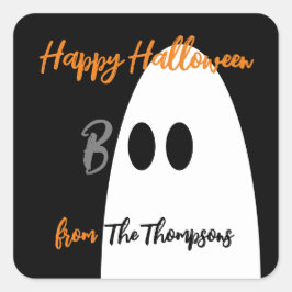 Boo Ghost Happy Halloween Quadratischer Aufkleber