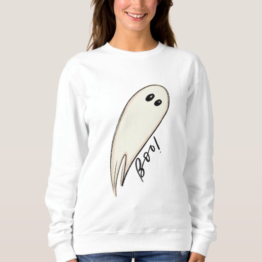 Boo Ghost Illustration Halloween Sweatshirt (Vorderseite)