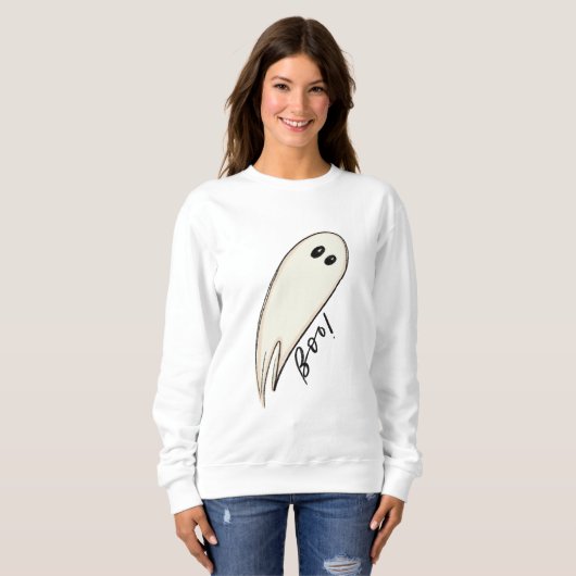 Boo Ghost Illustration Halloween Sweatshirt (Vorne ganz)