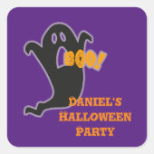Boo Ghost Individuelle Name Quadratischer Aufkleber (Vorderseite)