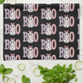 Boo Ghost Lila Pink Niedlich Black Halloween Geschirrtuch (Gefaltet)