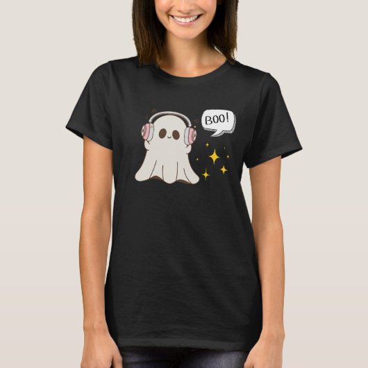 Boo Ghost Musical Halloween T-Shirt (Vorderseite)