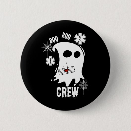 Boo Ghost Paramedic Crew Kostüm Niedlich Easy Hall Button (Vorderseite)