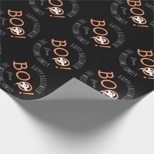 BOO! Ghost Pattern Halloween-Party Personalisiert Geschenkpapier (Ecke)