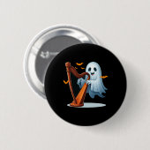 Boo Ghost Playing Harf Halloween Musical Instrumen Button (Vorne & Hinten)
