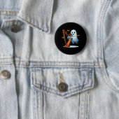 Boo Ghost Playing Harf Halloween Musical Instrumen Button (Beispiel)