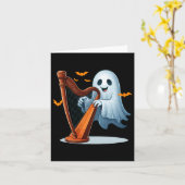 Boo Ghost Playing Harf Halloween Musical Instrumen Karte (Gelbe Blume)