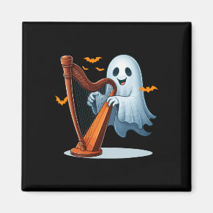 Boo Ghost Playing Harf Halloween Musical Instrumen Magnet