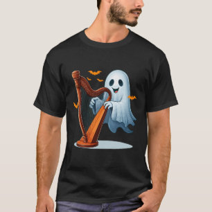 Boo Ghost Playing Harf Halloween Musical Instrumen T-Shirt