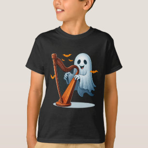 Boo Ghost Playing Harf Halloween Musical Instrumen T-Shirt