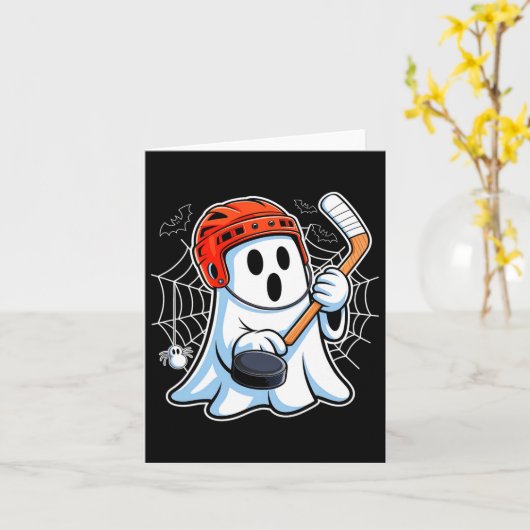 Boo Ghost Playing Hockey Funny Halloween Hockey Co Karte (Gelbe Blume)