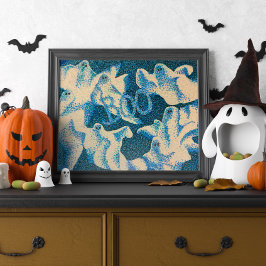 Boo! Ghost Pointillism Halloween Print Poster
