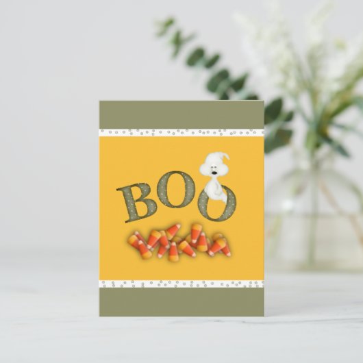 Boo Ghost Postkarte (Stehend Vorderseite)