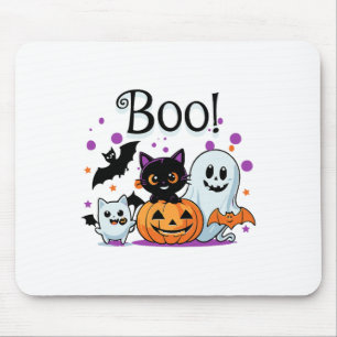 Boo Ghost Pumpkin Cat und s Halloween Grafik Wom Mousepad