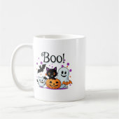 Boo Ghost Pumpkin Katze und Fledermäuse Halloween  Kaffeetasse (Links)