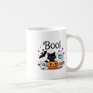 Boo Ghost Pumpkin Katze und Fledermäuse Halloween  Kaffeetasse