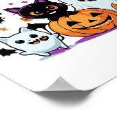 Boo Ghost Pumpkin Katze und Fledermäuse Halloween Poster (Ecke)