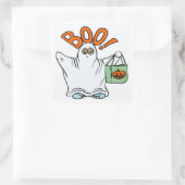BOO ! GHOST QUADRATISCHER AUFKLEBER (Tasche)