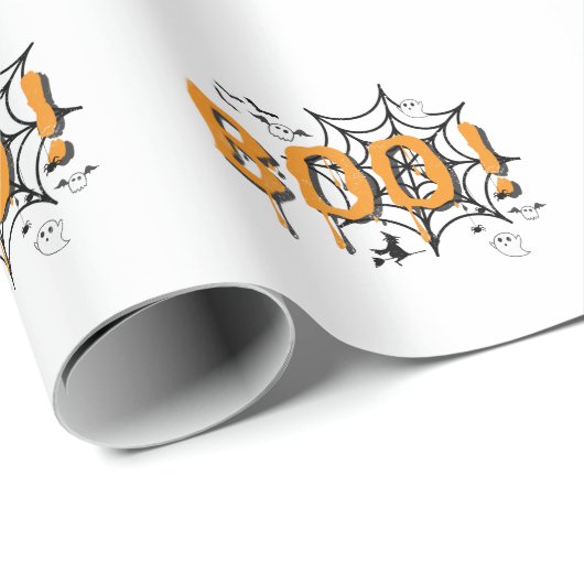 Boo Ghost Spooky Funny Halloween Vintages Wrapping Geschenkpapier (Rolleneckpunkt)