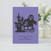 Boo Ghost Spuk House Halloween-Klassenzimmer-Karte Einladung (Stehend Vorderseite)