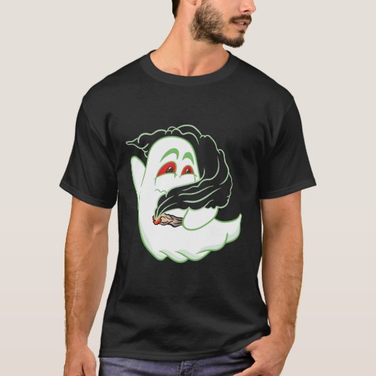 Boo Ghost Srauking Weed Thc Happy Halloweed Hallow T-Shirt (Vorderseite)