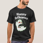 Boo Ghost Srauking Weed Thc Happy Halloweed Hallow T-Shirt (Vorderseite)