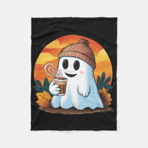 Boo Ghost trinken Kaffee Halloween Kostüme Frau Fleecedecke