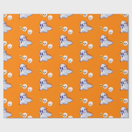 Boo Ghost UK 31 Spooky USA Skull Oktober Halloween Geschenkpapier (Flach)