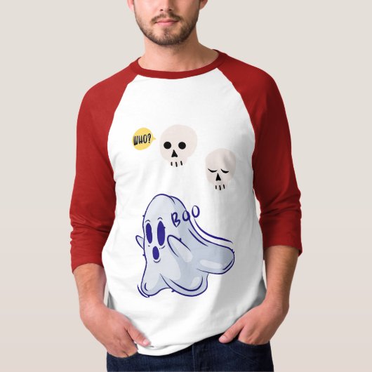 Boo Ghost UK 31 Spooky USA Skull Oktober Halloween T-Shirt (Vorderseite)