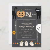 BOO Ghost und Black Cat Foto Kinderdusche Einladung (Rückseite)