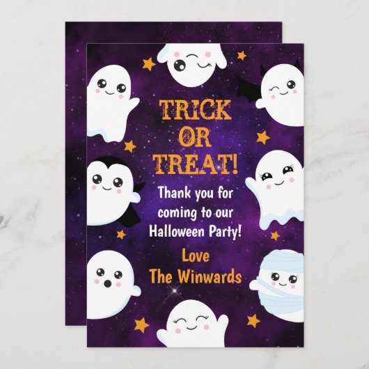 Boo Ghosts Halloween-Party Dankeskarte (Vorne/Hinten)