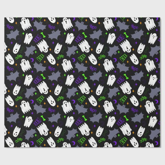 Boo Ghosts Halloween Wrapping Paper Geschenkpapier (Flach)