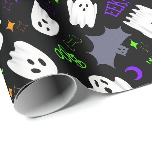 Boo Ghosts Halloween Wrapping Paper Geschenkpapier (Rolleneckpunkt)