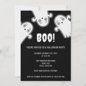 Boo Ghosts Spooky Schwarz-weißes Halloween-Party Einladung (Vorderseite)