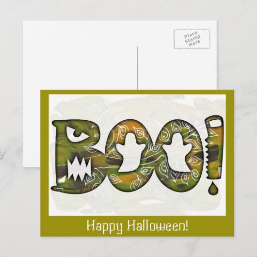 BOO glückliches Halloween - Postkarte oder (Vorne/Hinten)