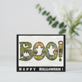 BOO glückliches Halloween-Schwarzes - Postkarte (Stehend Vorderseite)