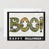 BOO glückliches Halloween-Schwarzes - Postkarte (Vorne/Hinten)