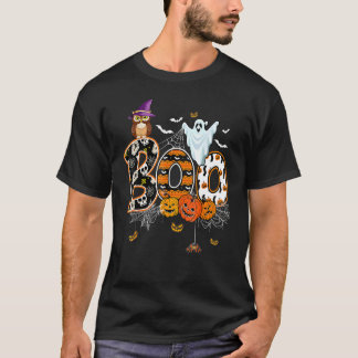 Boo Gruseliger Eulen-Kürbis-Geist Halloween-Kostüm T-Shirt
