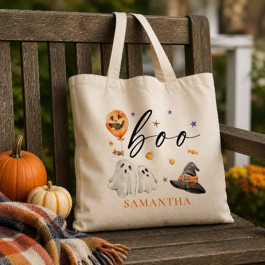 Boo Halloween Aquarelltrick oder Trete Tragetasche