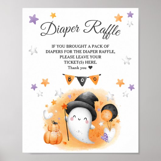 Boo Halloween Baby Dusche Windeln Raffle Schild (Vorne)