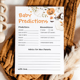 Boo Halloween Baby Shower Baby Vorhersagen und Hinweiskarte