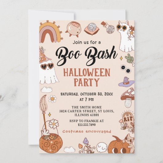 Boo Halloween Bash Party Einladung (Vorderseite)