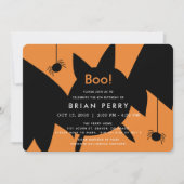 Boo! Halloween Bat & Spiders Einladung zum Geburts (Vorderseite)