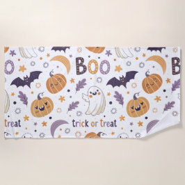 Boo Halloween Beach Towel – Cute Ghost & Pumpkin Strandtuch