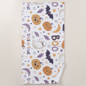 Boo Halloween Beach Towel – Cute Ghost & Pumpkin Strandtuch (Vorderseite)
