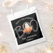Boo Halloween Black Modern Name Geschenktütchen (Ausgeschnitten)