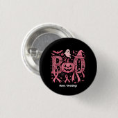 Boo Halloween Brustkrebs-Bewusstsein Pink Ribbon Button (Vorne & Hinten)