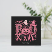 Boo Halloween Brustkrebs-Bewusstsein Pink Ribbon Einladung (Stehend Vorderseite)