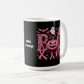 Boo Halloween Brustkrebs-Bewusstsein Pink Ribbon Kaffeetasse (VorderseiteRechts)